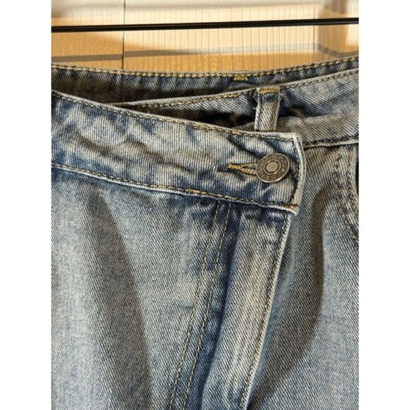 Commense Asymmetrical denim maxi skirt M front slit raw hem casual - Picture 3 of 11